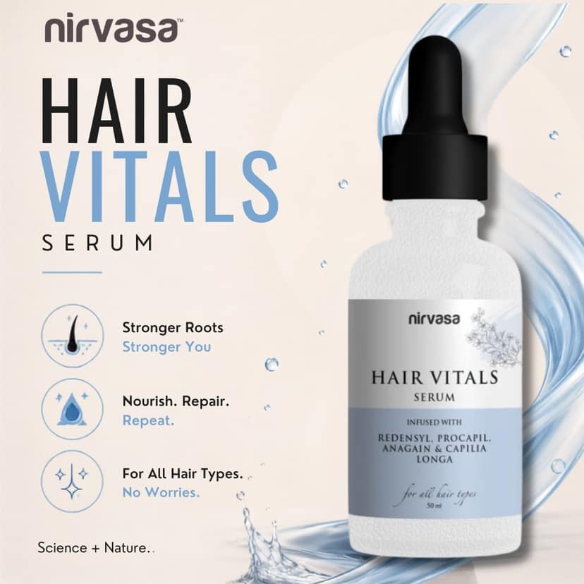 Nirvasa Hair Vitals Hair Growth Serum with 3% Redensyl, Procapil and Saw Palmetto for Hair Fall Control - 50ml, Pack of 1 view 2