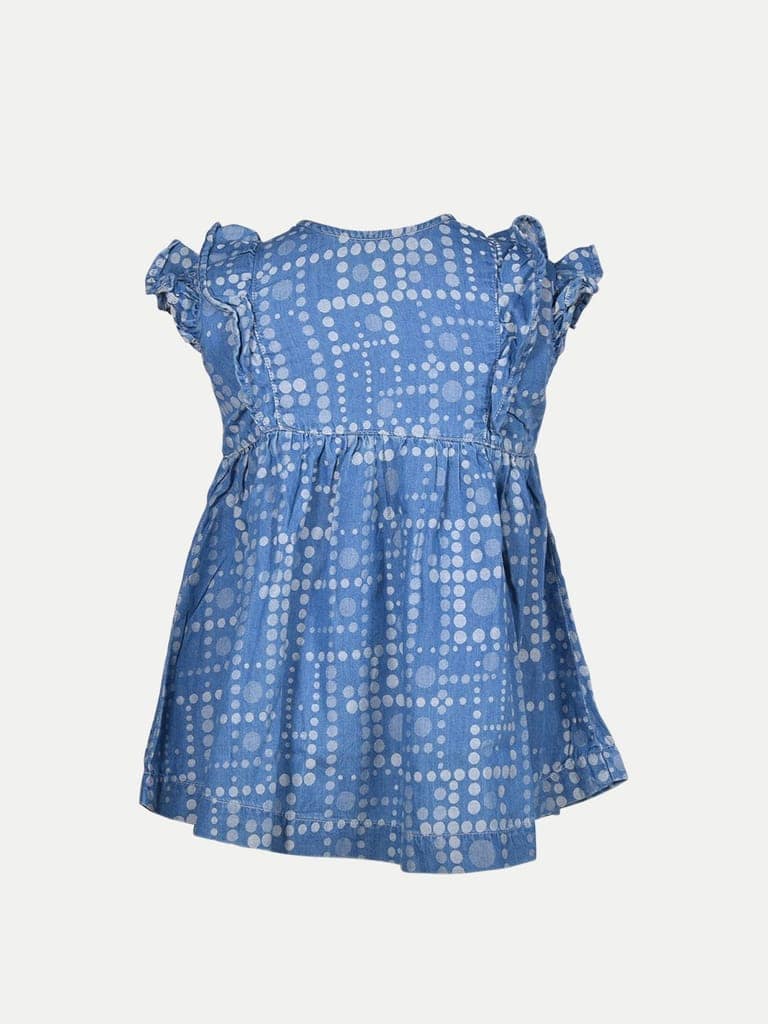 Teen Girls Blue Checkered Print Dress view 4