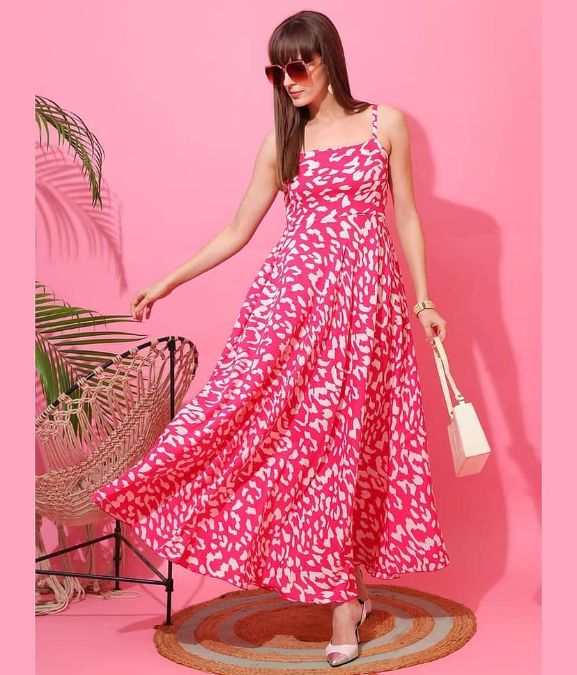 Sheetal associates Women Polyester Printed Fit & Flare Dress ( Multicolor )