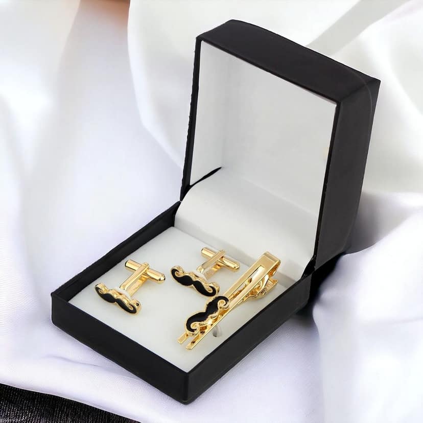 LUCKY JEWELLERY Unique Black Color Golden Plated Formal Wedding Shirt, Suit, Blazer Cufflinks Pair Set for Men.(330-M4C5-A5385) view 4