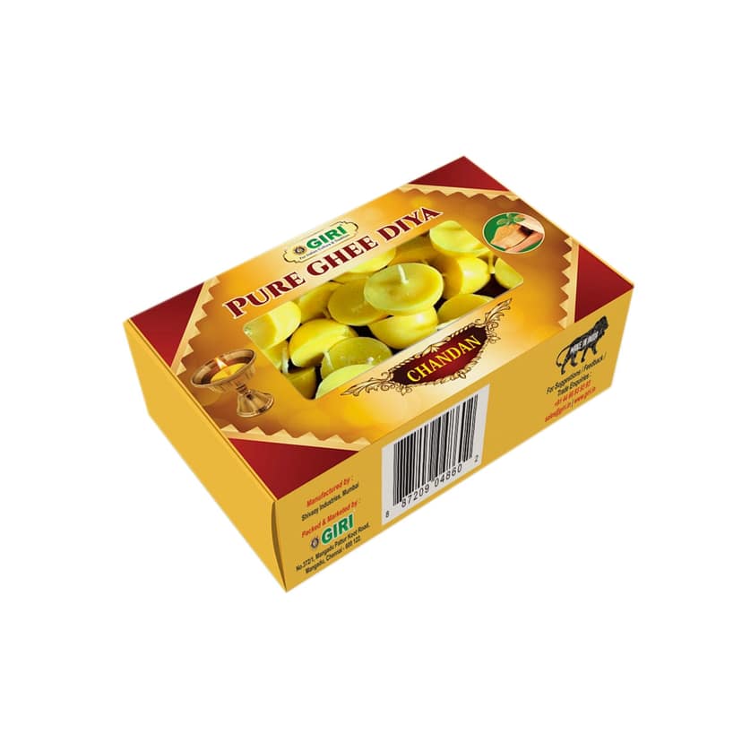 Giri Pure Ghee Diya - 50 Pcs | Ghee Wicks | Diya Batti | Jyot Batti | Ghee Cotton Wicks for Pooja Chandan view 2