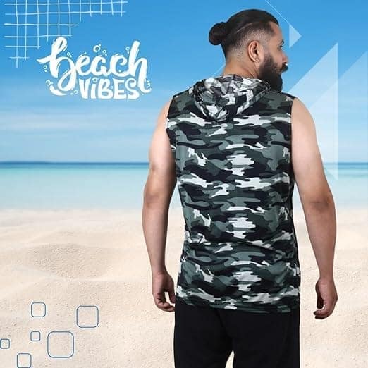 Men's Camouflage Sleeveless Hoodie – Gym & Casual Wear view 4