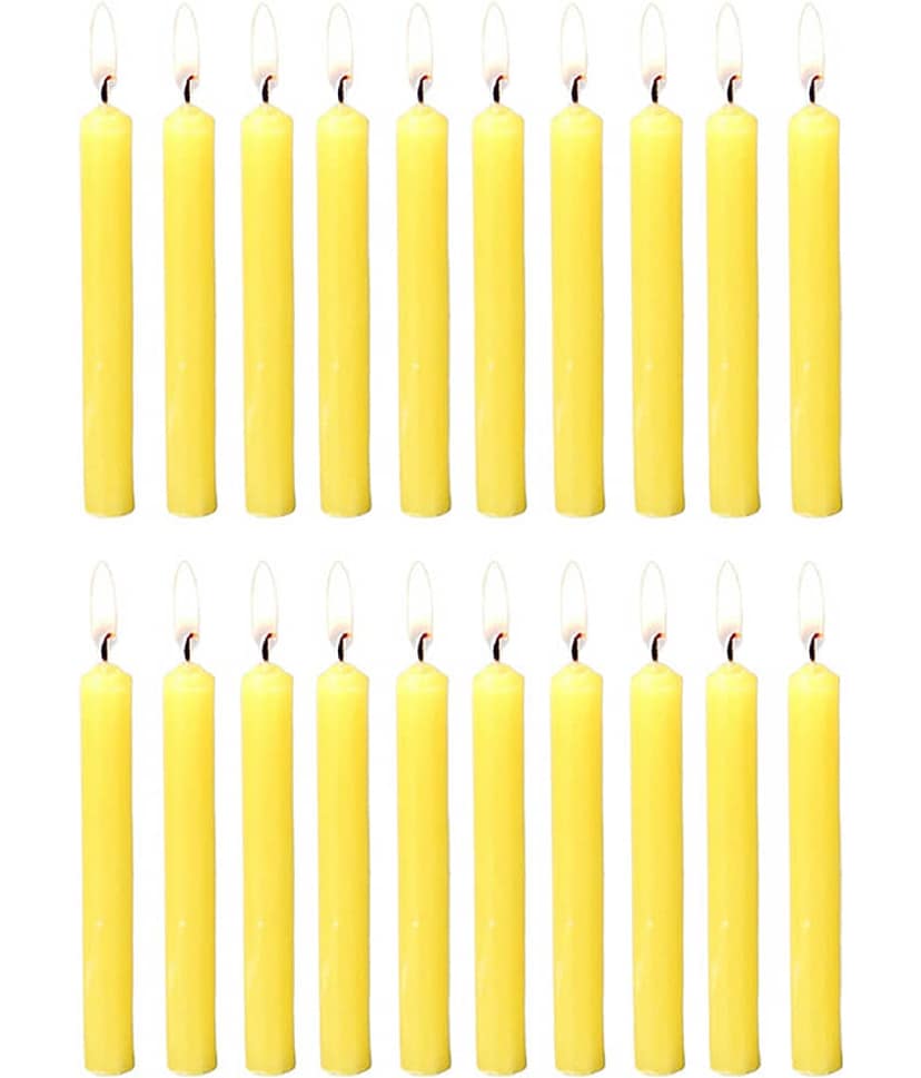 PROSPERRO LUMO - Yellow Unscented Pillar Candle 10 cm ( Pack of 20 )