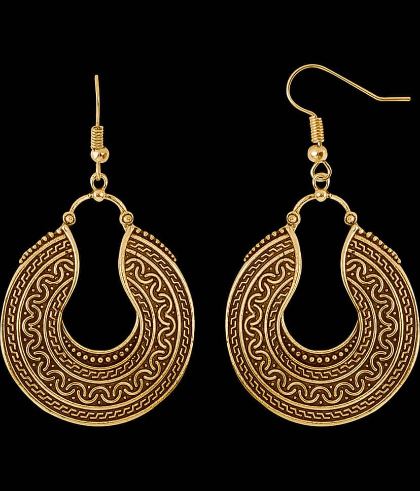 Silver Shine Elite Golden Round Egyptian Work Earrings for Women view 2