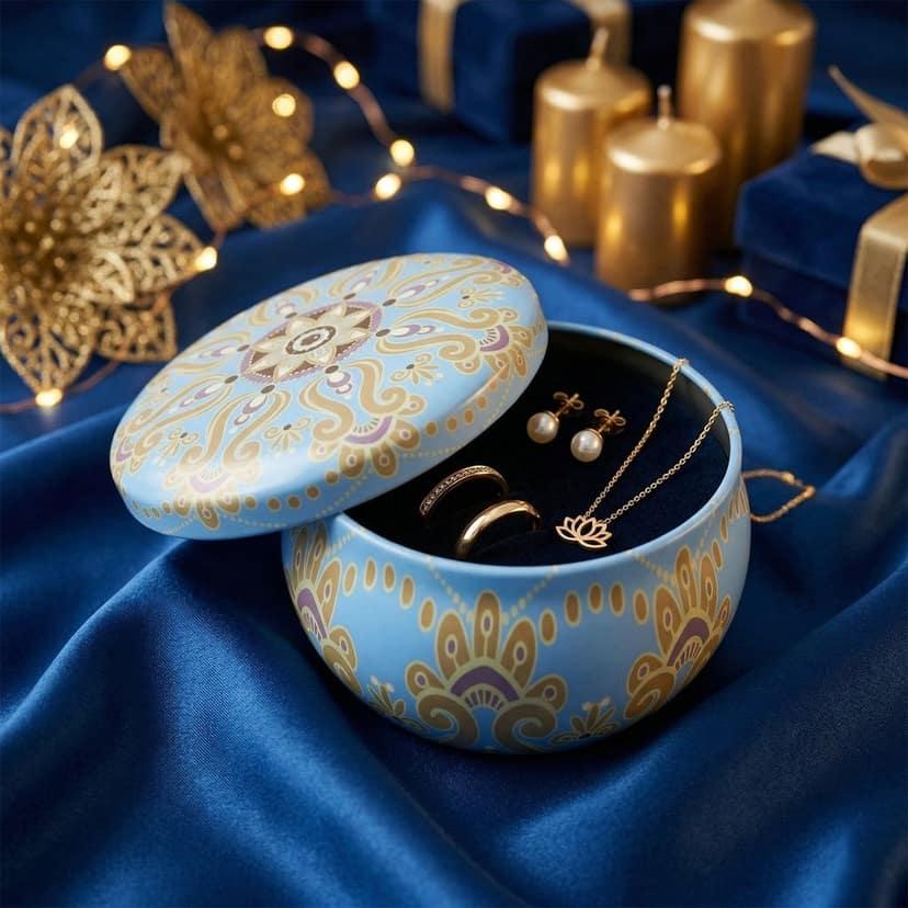 Mandala Metal Candle Container – Reusable & Vibrant Decor view 2
