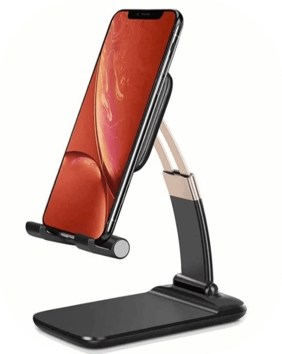 Foldable Adjustable Mobile Phone & Tablet Stand - Dark Grey with Gold Accents view 9
