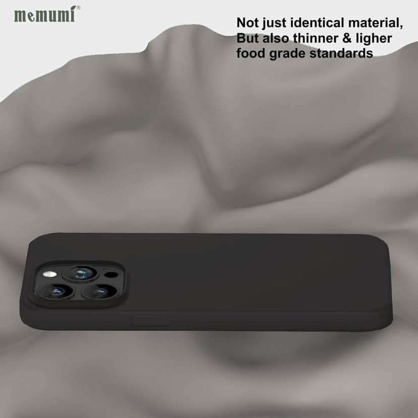 Memumi Shockproof Liquid Silicone Gel Back Cover for Apple iPhone 14 Pro Max-Black view 6