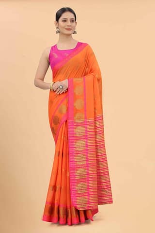 Women's Pure Cotton Woven Saree With Unstiched Blouse Piece