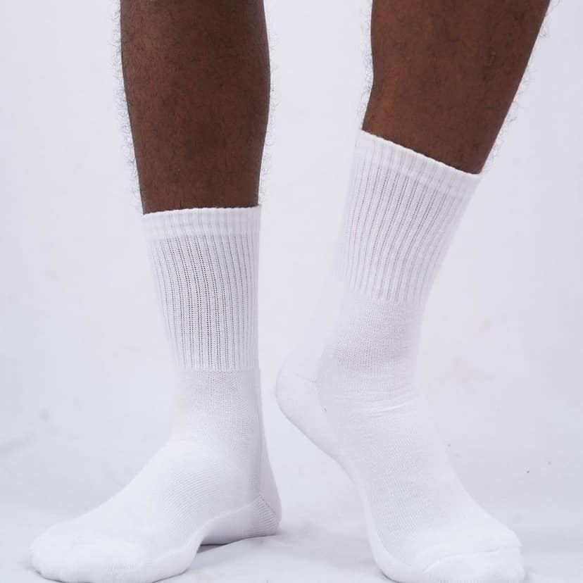 AIR GARB Crew Socks for Men and Women Made with Premium Cotton - Free Size (White) view 2