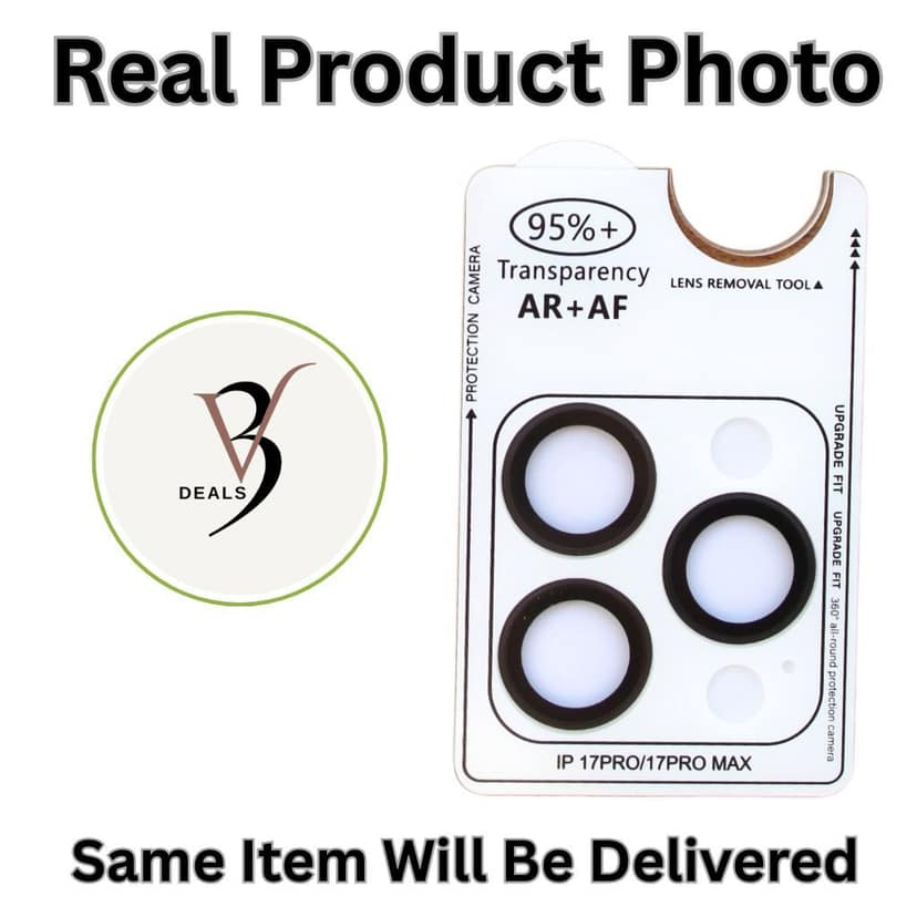 V3Deals Camera Lens Protector for iPhone 17 Pro & 17 Pro Max – 9H Tempered Glass, AR+AF Anti-Fog Coating, Crystal Clear 95% Transparency, Metal Frame (Black) view 5