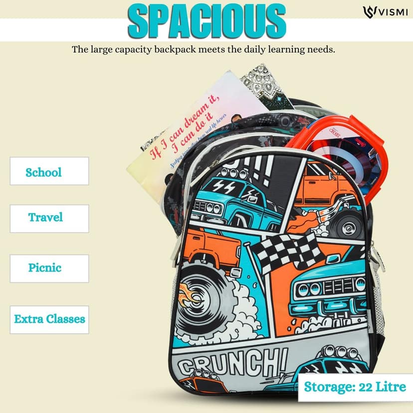 VISMIINTREND School Backpack Bags for Kids | School Bags | Water Resistant | Casual | Picnic | Travel | 5 to 10 Years School Backpack | Bag for Boys | Girls view 6