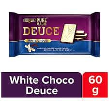 Britannia Pure Magic Deuce Biscuits - White Choco Filled, Rich Chocolate Taste, 60 G