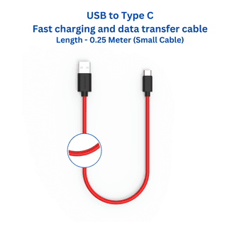 Twance T23R TPE - Type C to USB Charging & data transfer Cable, 0.25 M, Red