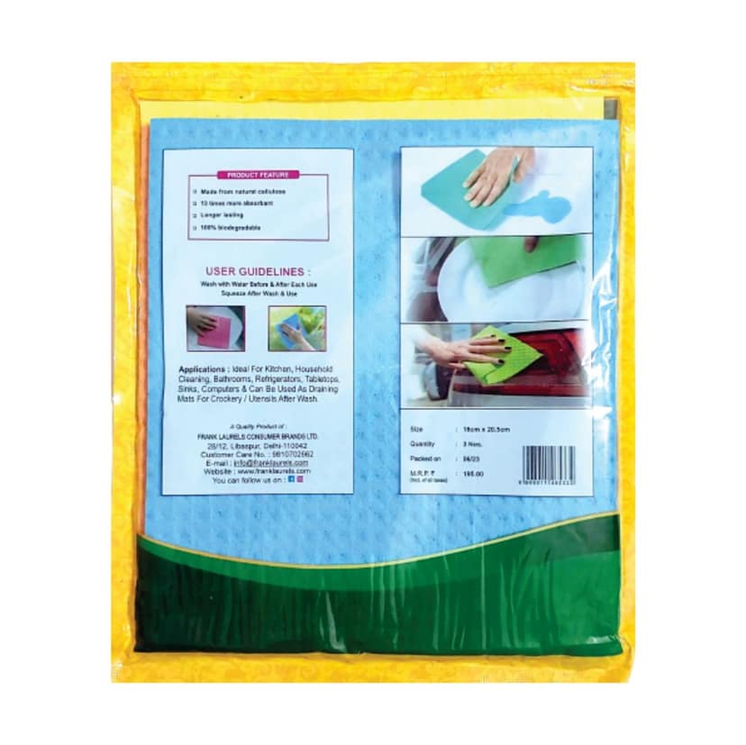 LAURELS® - Swiszwipe Sponge Multipurpose Foam Wipes: Easy-to-Use Cleaning Solution (Pack of 3) view 2