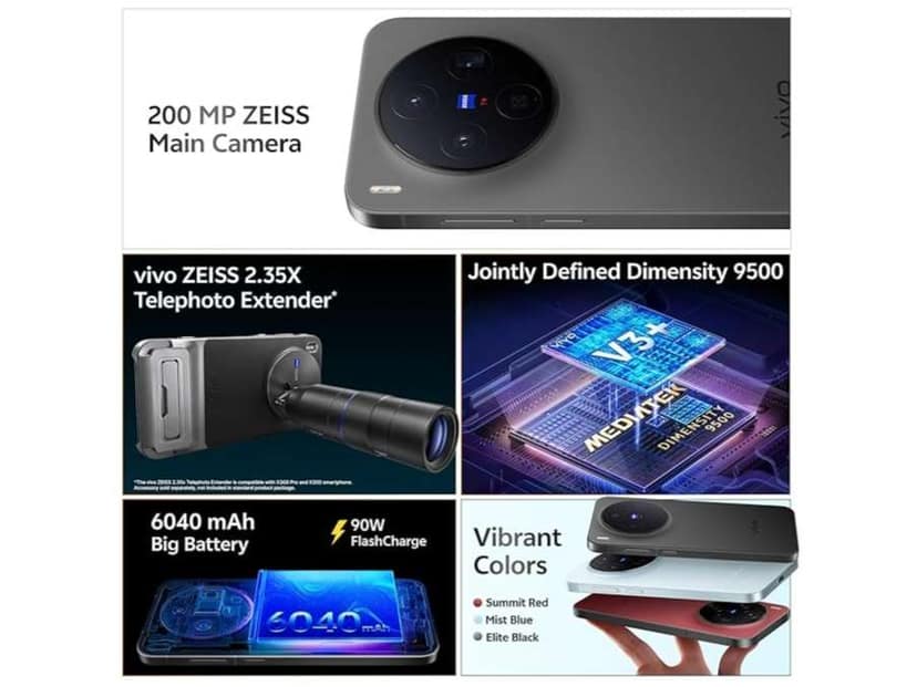 Vivo X300 5G Smartphone (12GB RAM, 512GB Storage) Sleek Design, 5G Speed & Reliable Performance - Elite Black view 2