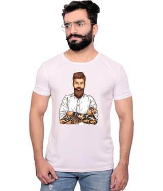 Nityanand Enterprises White Cotton Blend T-Shirt