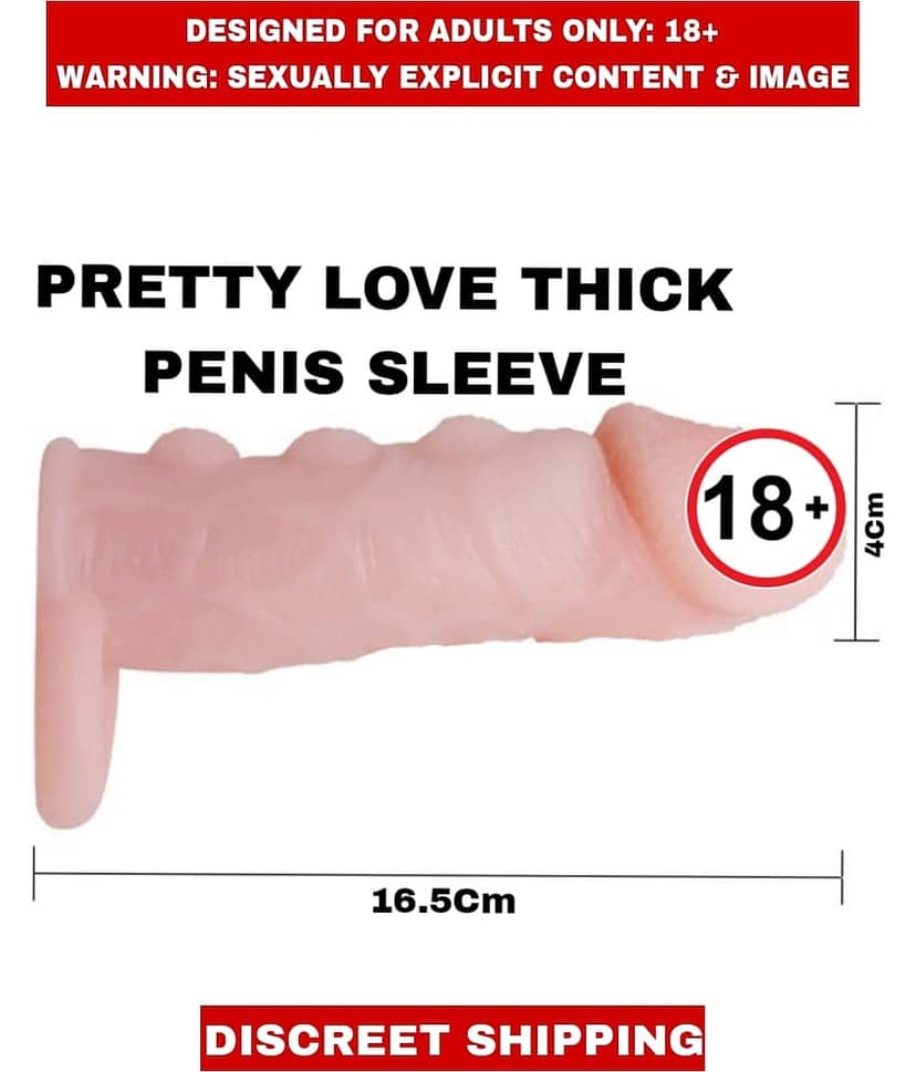 MALE ADULT PENIS PRETTY LOVE SMOOTH THICK SILICON EXTENDER SLEEVE For men view 2