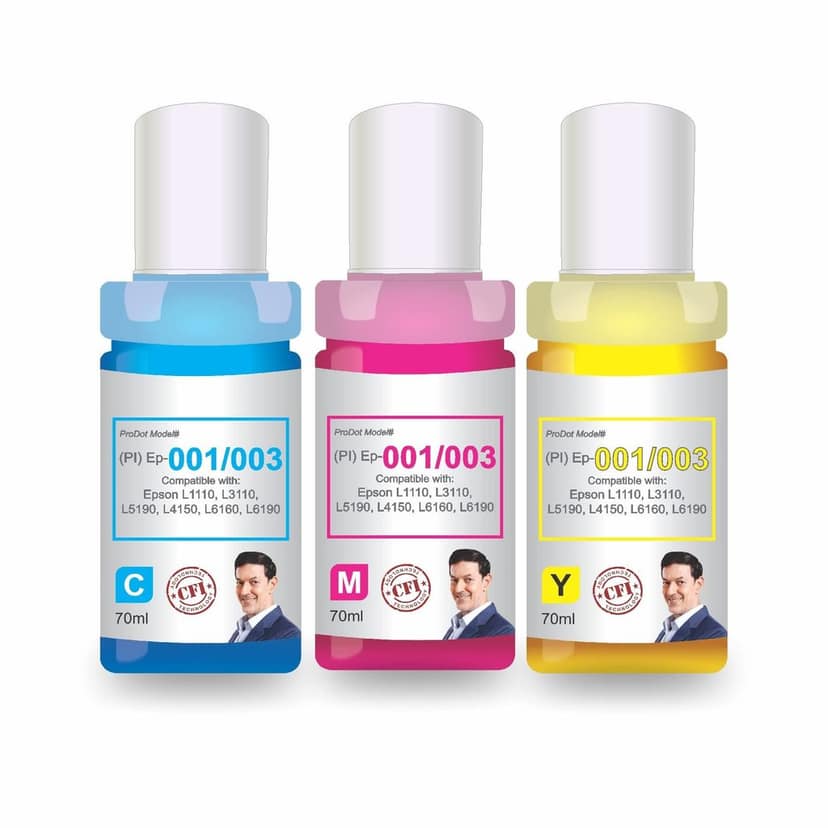 ProDot Ep 001/003 Inkjet Ink Refill Compatible with Epson L1110, L1455, L3100, L3101, L3110, L3150, L4150, L4160, L5190, L6160, L6170, L6190 Ink Tank Printers