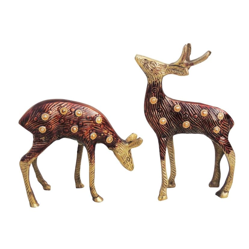 Premium Brass Deer Pair Home Decorative Showpiece Statue � Handcrafted Design, Height : 14.9 Inch (ANMAS221 A) view 2
