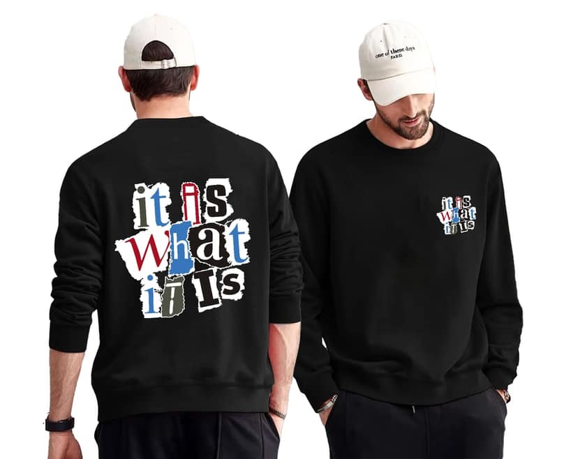 SCOTT FINCHER Men's It Is What It Is Sweatshirt, Streetwear Saying Jumper, Aesthetic Graphic Sweater, Casual Loose Pullover Top : AA(RSSWT)BLACK_221 view 3