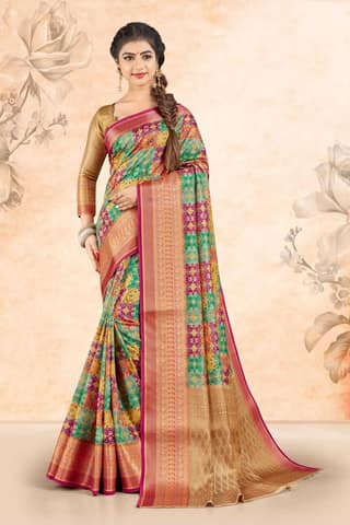 Digital Printed Art Silk Saree in Multicolor