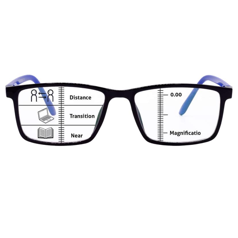 Hrinkar Blue Cut +1.00 Progressive Reading Glasses for Men and Women with Anti Glare Lens | Black & Blue | HRPRO15-BK-BU-100 view 3