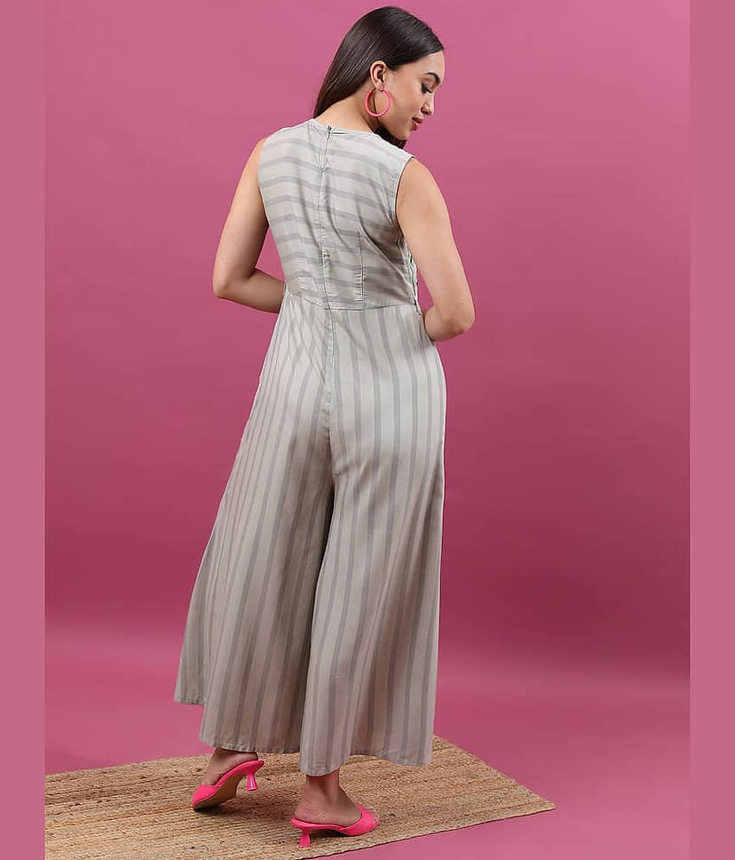 Vishudh Women Viscose Jumpsuit ( Beige ) view 3