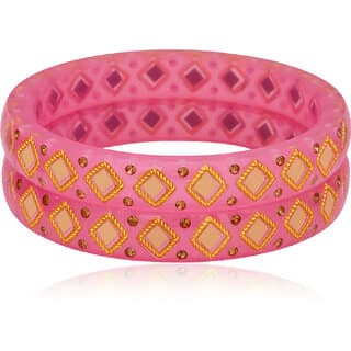 LUV FASHION Pink plastic Designer Bangles view 2