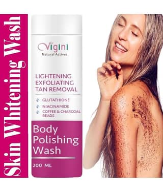 Vigini Skin Lightening Whitening Fairness Body Brightening Polishing Exfoliating Exfoliator D-Tan Pigmentation Dark Spots Removal Remover Scrub Sho@wer Gel Face Wash Glutathione Niacinamide Coffee Charcoal Men Women Use Cream Serum Facial Kit Gore Gora Oi
