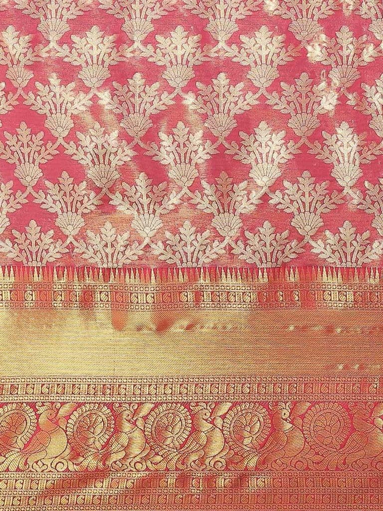 Women's Brocade Soft Silk Zari Woven Saree With Unstiched Blouse Piece view 4