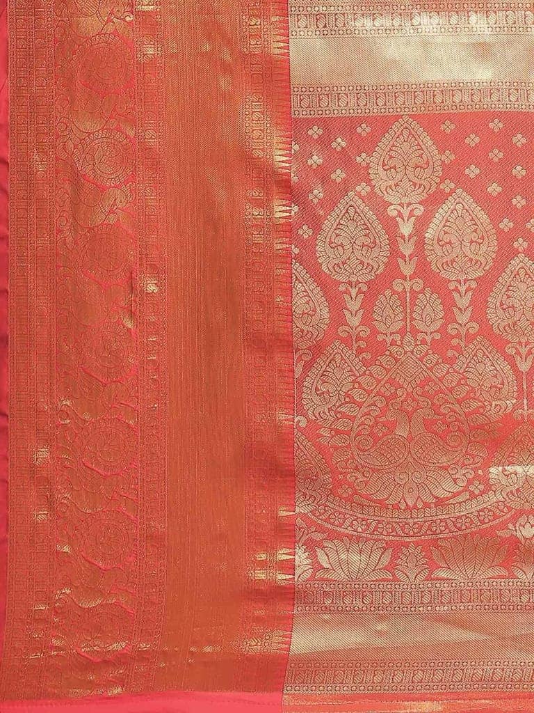Women's Brocade Soft Silk Zari Woven Saree With Unstiched Blouse Piece view 5