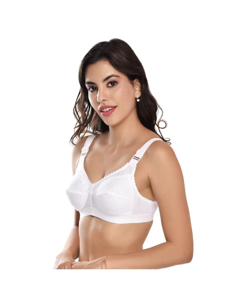 FASHION BONES Cotton Bra with Broad Straps for Heavy Bust Women and Teenage Girls - Wire Free, Non Padded, Maximum Support and Comfort Pack of 2 view 5