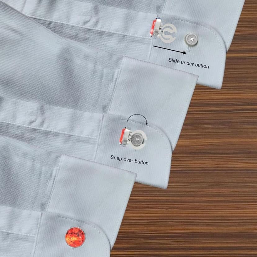 The Smart Buttons - Shirt Button Cover Cufflinks for Men - Sun Rays Design Pattern view 5