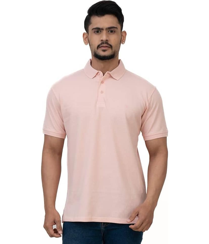Cotstyle Pack of 1 Cotton Blend Regular Fit Solid Half Sleeves Men's Polo T Shirt ( Pink )