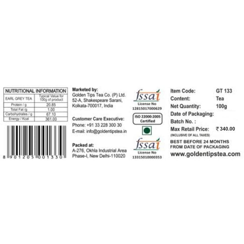 Golden Tips -Darjeeling Earl Grey Loose Leaves Black Tea Brocade Bag (100 Gram , 50 cups) view 4