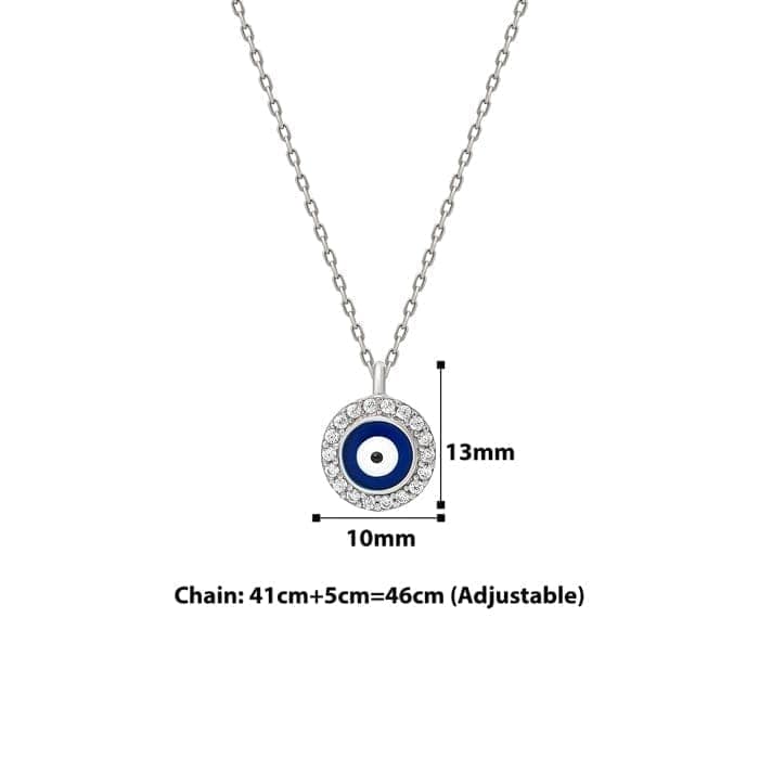 Silver Dark Round Evil Eye Necklace view 4