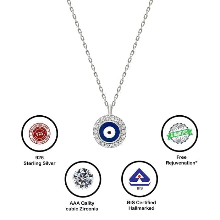 Silver Dark Round Evil Eye Necklace view 6