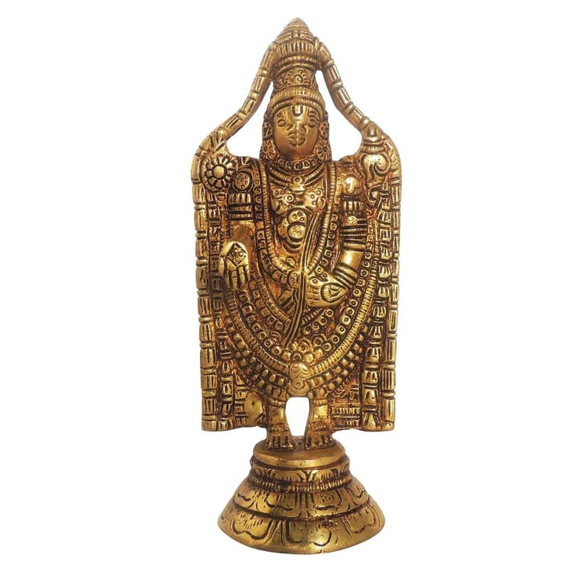 Handcrafted Brass Tirupati Balaji Statue, Height : 8 Inch (BSMAS1389 E) view 2