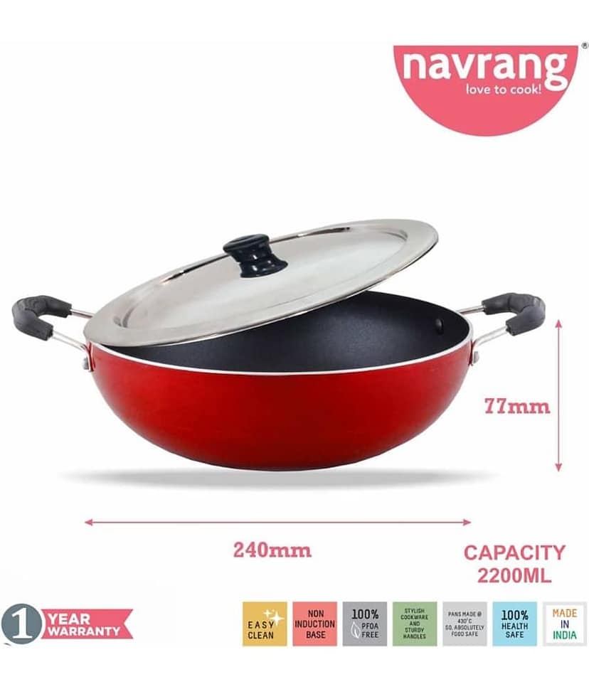 Navrang Medium Non-Stick Deep Kadhai 2200 mL NON-INDUCTION view 2