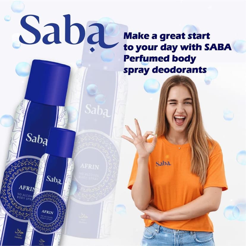 Saba Afrin No alcohol Perfumed Body spray deodorant 150 ml view 5