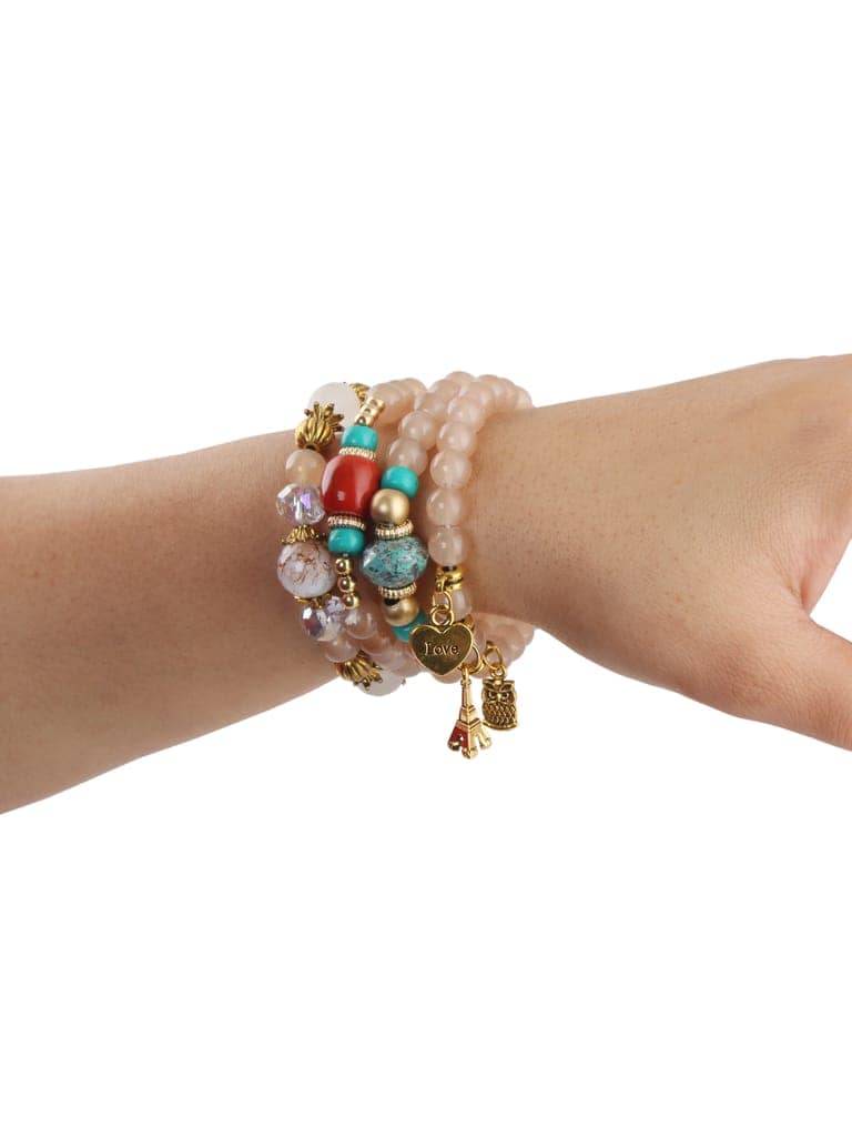 LUCKY JEWELLERY Latest Stylish Fashion Stackable Love Tassel Stretch Bracelet Multilayer Beaded Bangle Bodhi Bracelets Hippie Jewelry Gifts for Teen Girls Bracelet for Women & Girls (215-CHB2M-1252-C) view 4