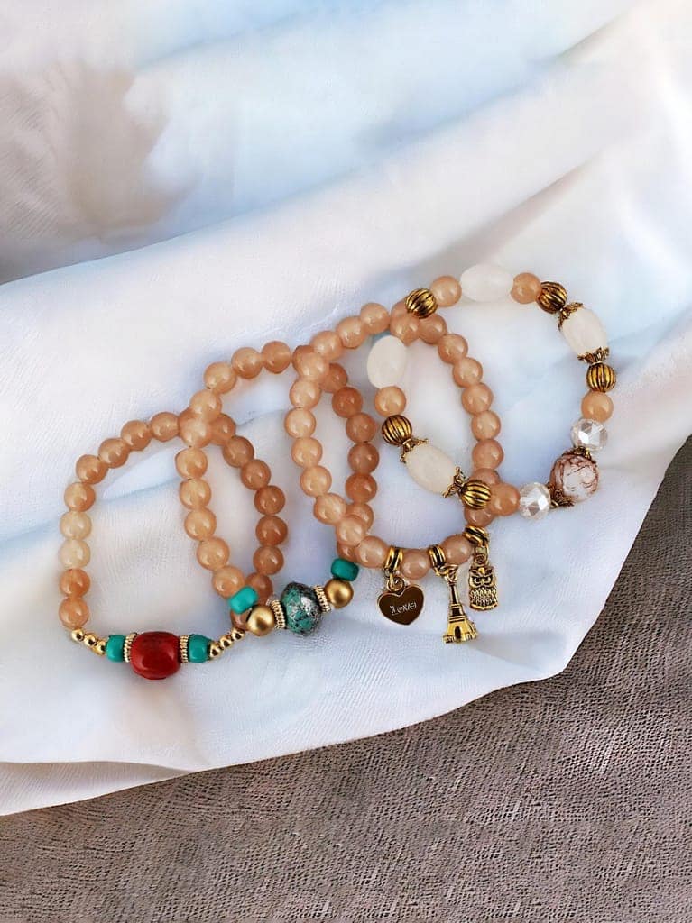 LUCKY JEWELLERY Latest Stylish Fashion Stackable Love Tassel Stretch Bracelet Multilayer Beaded Bangle Bodhi Bracelets Hippie Jewelry Gifts for Teen Girls Bracelet for Women & Girls (215-CHB2M-1252-C) view 5