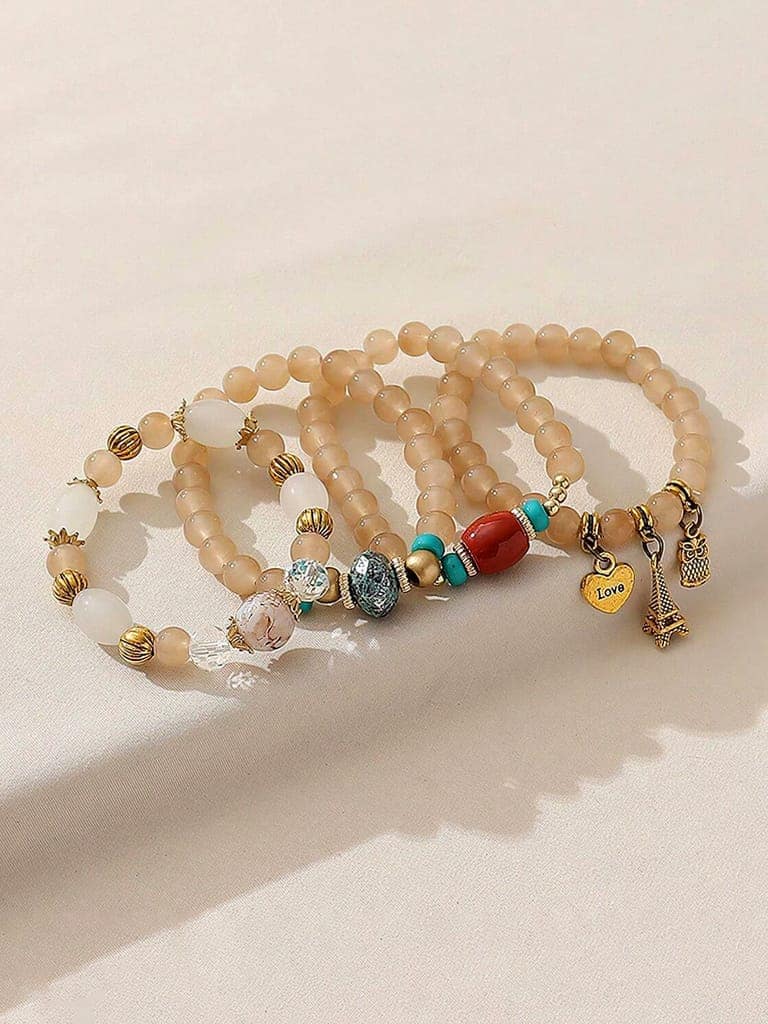 LUCKY JEWELLERY Latest Stylish Fashion Stackable Love Tassel Stretch Bracelet Multilayer Beaded Bangle Bodhi Bracelets Hippie Jewelry Gifts for Teen Girls Bracelet for Women & Girls (215-CHB2M-1252-C) view 6