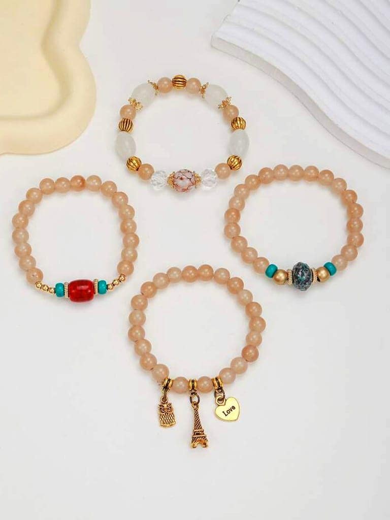 LUCKY JEWELLERY Latest Stylish Fashion Stackable Love Tassel Stretch Bracelet Multilayer Beaded Bangle Bodhi Bracelets Hippie Jewelry Gifts for Teen Girls Bracelet for Women & Girls (215-CHB2M-1252-C) view 7