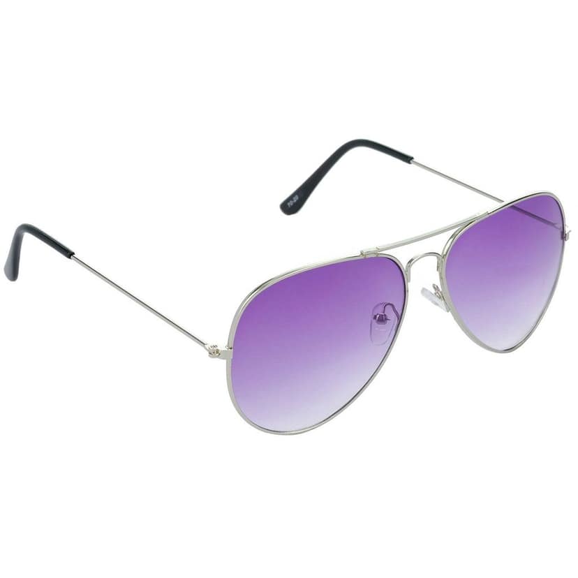 HRINKAR Pilot And Rectangular Stylish Sunglasses For Men And Women (Purple And Grey Lens | Silver And Black Frame - HCMB195) With Free Paper 3D Glass view 2