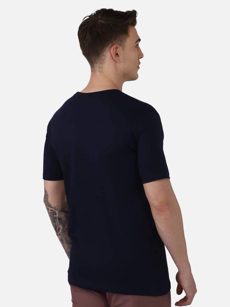 Ombi Round Neck Cotton Rich Half Sleeve Solid Regular fit Cottonpoly T-shirt for Men Comfortable soft Breathable Fabric Stretchable for Everyday Use Ideal for Casualwear view 4