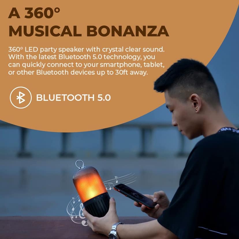 i GEAR ABS Igear Bedazzle Flame Lamp Wireless Bluetooth Portable Speaker 5 Watts, Rechargeable, Fire Flame Atmosphere Effect Hd Stereo (Black), 1 Year Warranty view 3