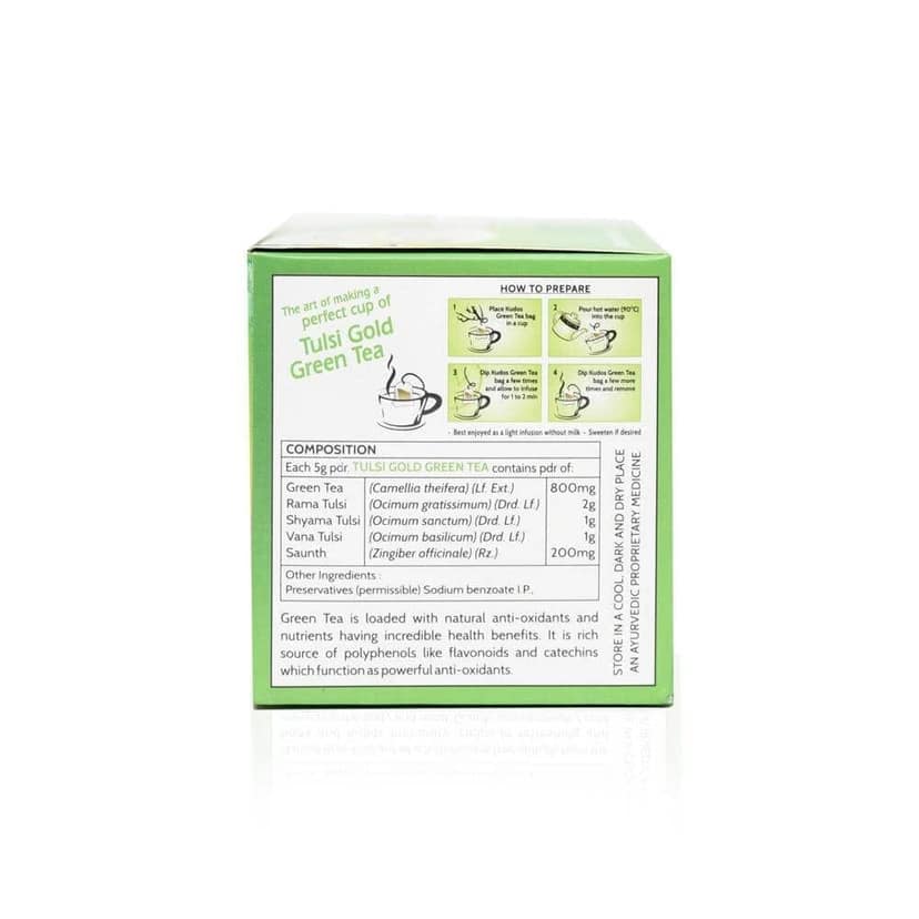 Kudos TULSI GOLD GREEN Refreshing ,Relaxing ,Anti Oxidant Tea :Helps Boost Immunity,Loose Weight,Burn Fat, Zero Calorie Tulsi Tea (Pack of 2) view 6