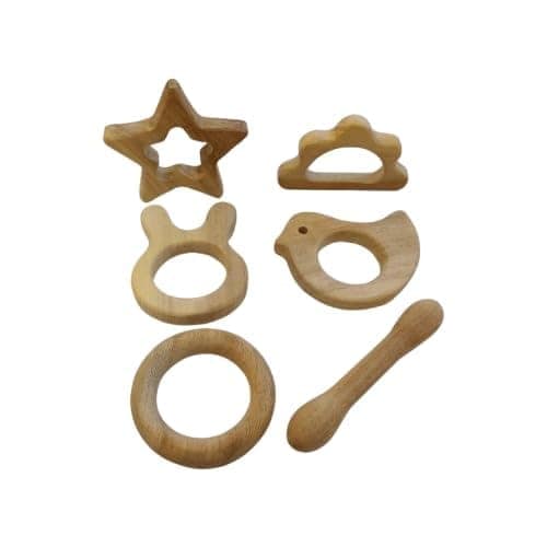 Neemtoys Sensory Developing Rattles and Teether Made from Pure Neem Wood Making Toys for Toddlers Toy for Babies
