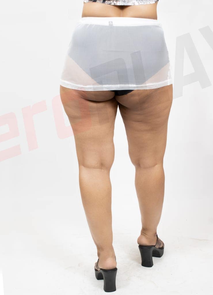 White Mini Mesh Tube Skirt Sheer Material Perfect for Beach or Date Night view 3